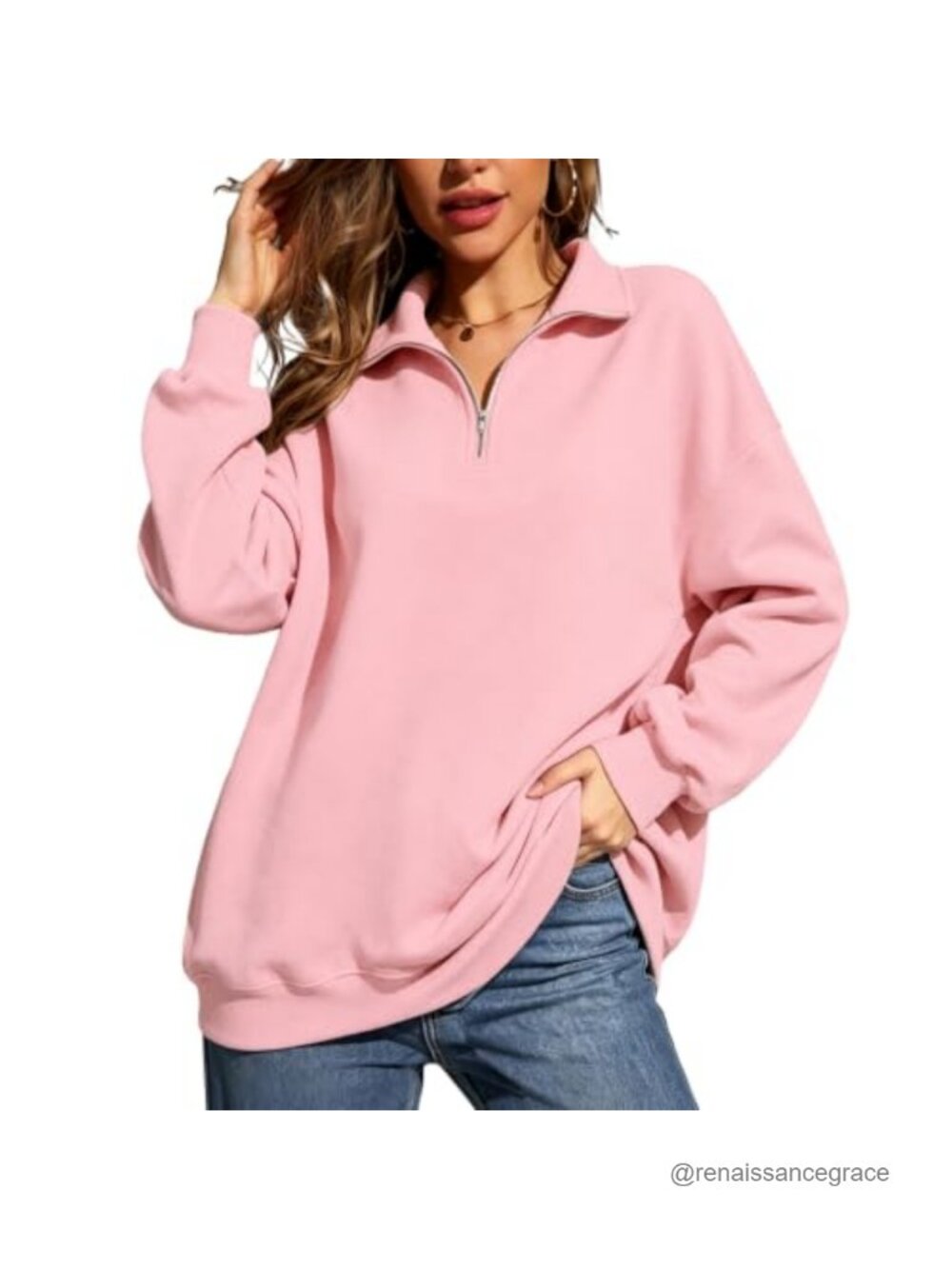 Women's Loose Fit Off Shoulder Long Sleeve Crewneck Sweatshirt Pullover